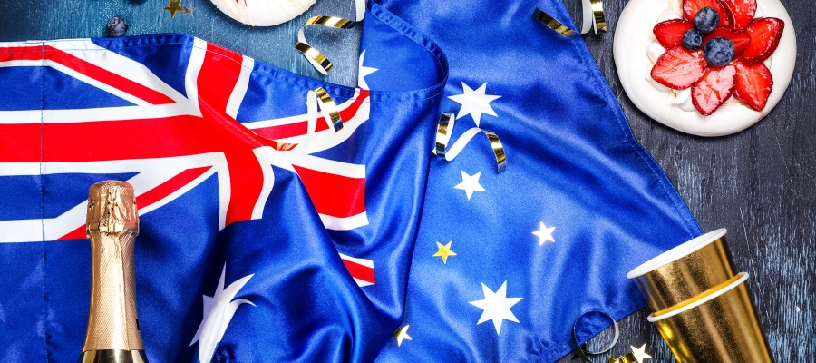 Australian flag in a celebration setting