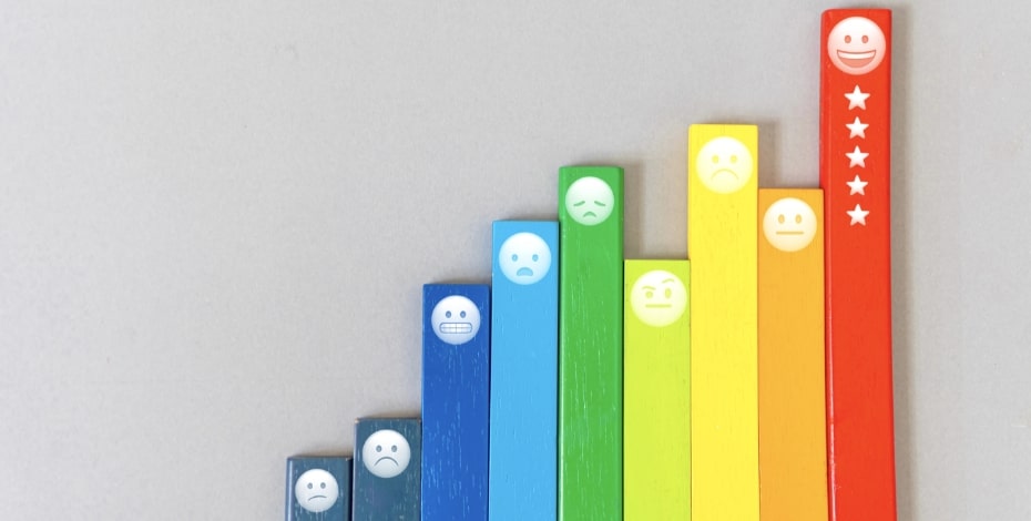 rainbow blocks with faces depicting different emotions